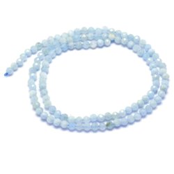 Aquamarin, ganzer Strang, facettierte Perlen, hellblau, 2 mm. 175 Stk
