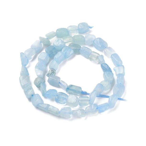 Aquamarine, string, polished nuggets, blue approx. 7x8x5 mm, approx. 44 pcs