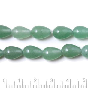 Green aventurine, teardrop shaped beads, 12x8mm, 4 pcs