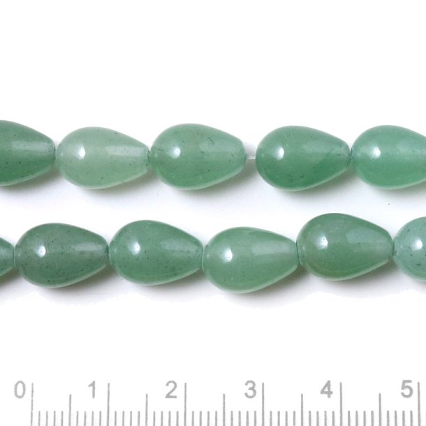 Green aventurine, teardrop shaped beads, 12x8mm, 4 pcs