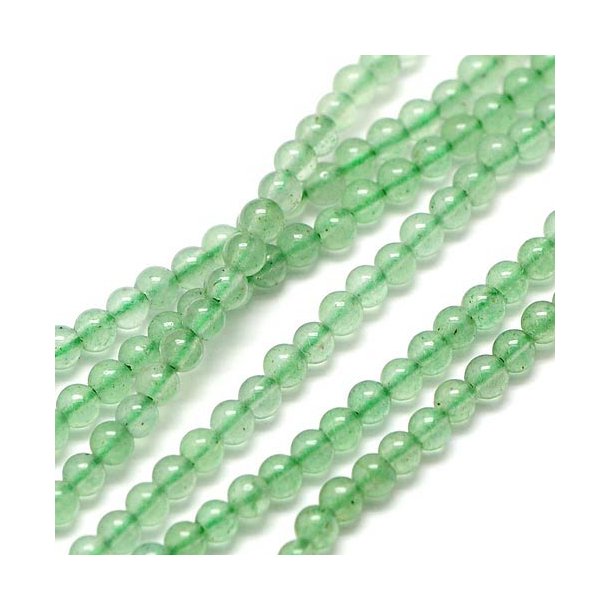 Aventurin perle, hel streng, rund, lys grn, 3 mm, 120 stk