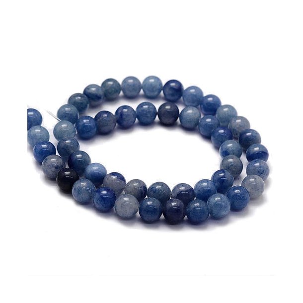 Aventurine bead, whole strand, round, blue, 8mm, ca. 48pcs.