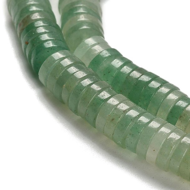 Aventurine bead, heishi, full strand, flat round, green, 6x1.5 mm, approx. 235 pcs