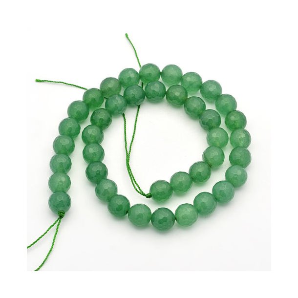 Aventurine, entire strand, faceted, green, 10mm, 38pcs.