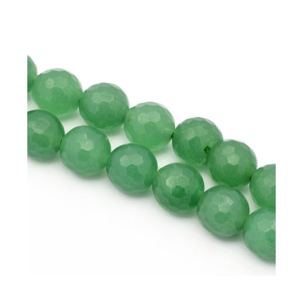 Aventurine, faceted, green, round bead, 8 mm, 6pcs.