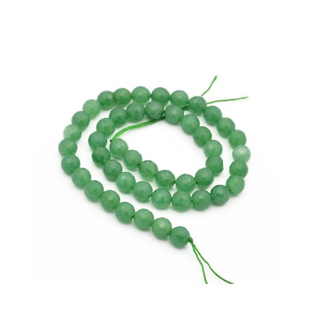 Aventurine, entire strand, faceted, green, 8 mm, 46pcs.