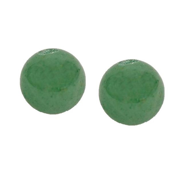 Aventurine, half-drilled round bead, green, 6mm, 2pcs.