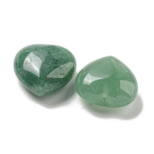 Aventurin, gr�nt hjerte, anboret, ca. 15,5x15,5x8 mm, 2 stk.