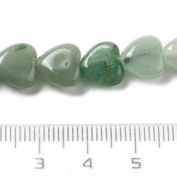Gr�ner Aventurin, Herzperlen, halber Strang, 10x10x4,5-5 mm, ca. 19 Stk.