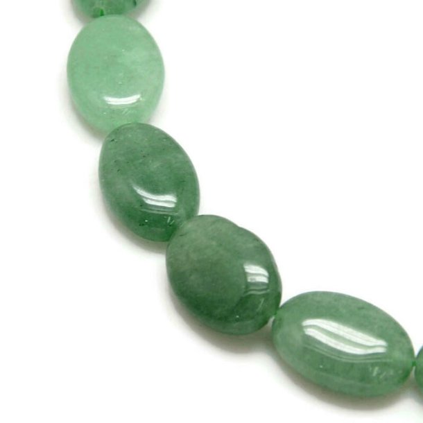 Green aventurine, oval natural beads, 18x13x5mm, 2 pieces