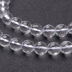 Bergquarz Perle, facettiert, rund, 8 mm, 6 Stk.