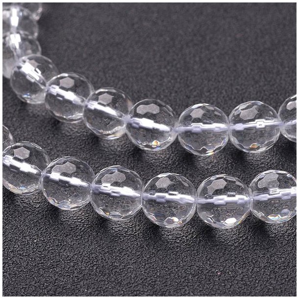 Quartz crystal, complete strand, closely faceted, 8mm, 50pcs.