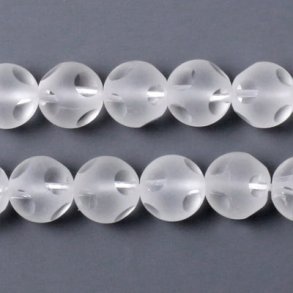 Mattierter Bergquarz, Ganzer Strang, mit Flecken, rund, 10 mm, 39 Stk.