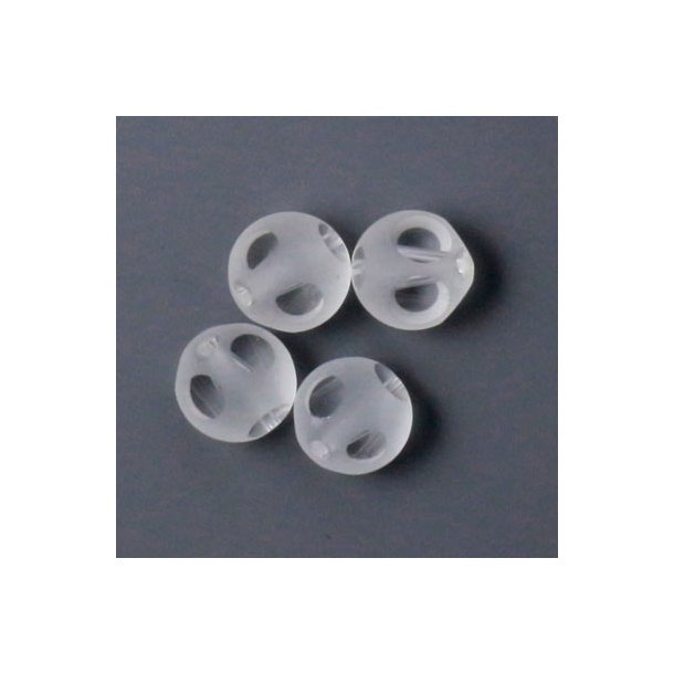 Quartz crystal, frosted with spots, round, 10mm, 6pcs.