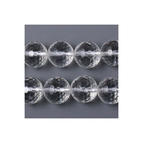 Quartz crystal bead, closely faceted, 6mm, 6pcs