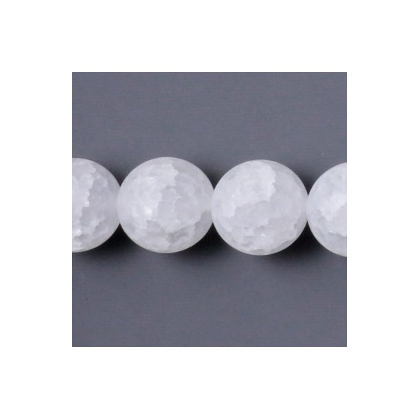 Crackle krystal, matteret, rund krakeleret, 8 mm, 6 stk