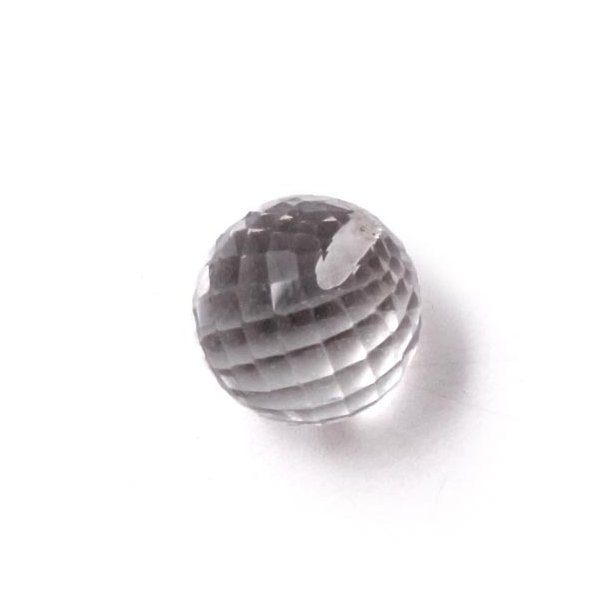Bergkristall, klare Perle, angebohrt, rund, facettiert, 8 mm, 1 Stk.