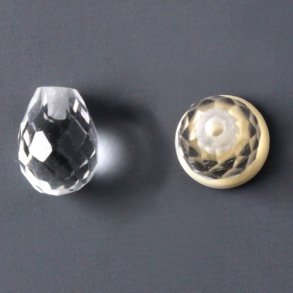 Bergkristall-Tropfen, angebohrt, facettiert, 8x6 mm, 1 Stk.
