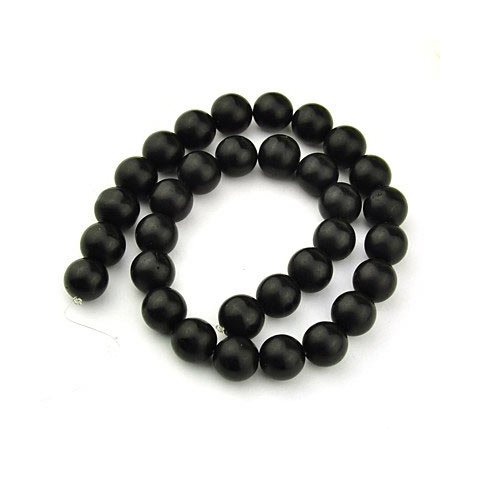 Black-stone, hel perlestreng, mat, 14 mm, 28 stk