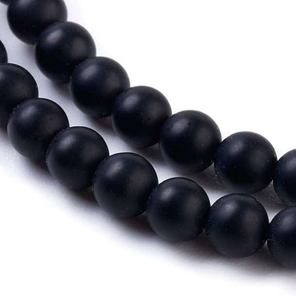 Blackstone, round, matte, 3mm, hole size 0.7mm, 20pcs
