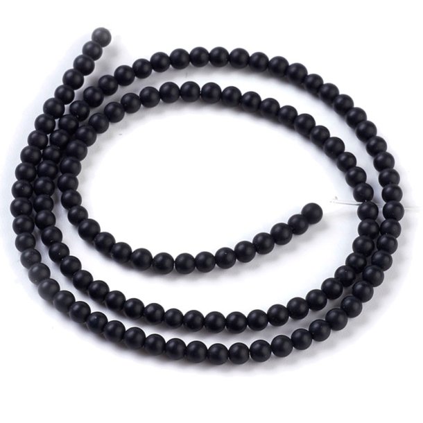 Blackstone, entire strand of beads, matte, 3mm, ca. 125pcs