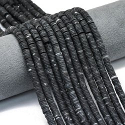 Blackstone, ganzer Perlenstrang, matt, heishi 6x1,5, mm, 230 Stk.