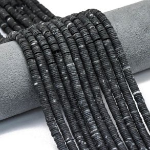 Blackstone, ganzer Perlenstrang, matt, heishi 6x1,5, mm, 230 Stk.