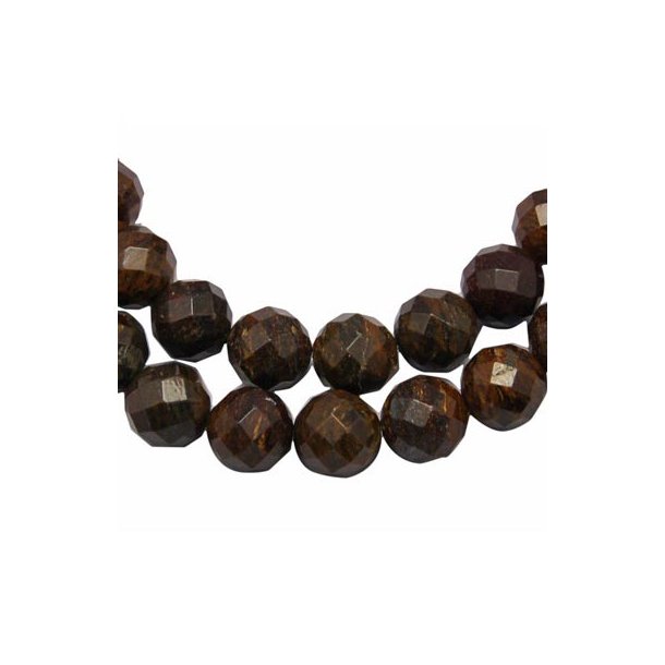 Bronzierte, Ganzer Strang, runde facettenreiche Perle, 10 mm. 39 Stk.
