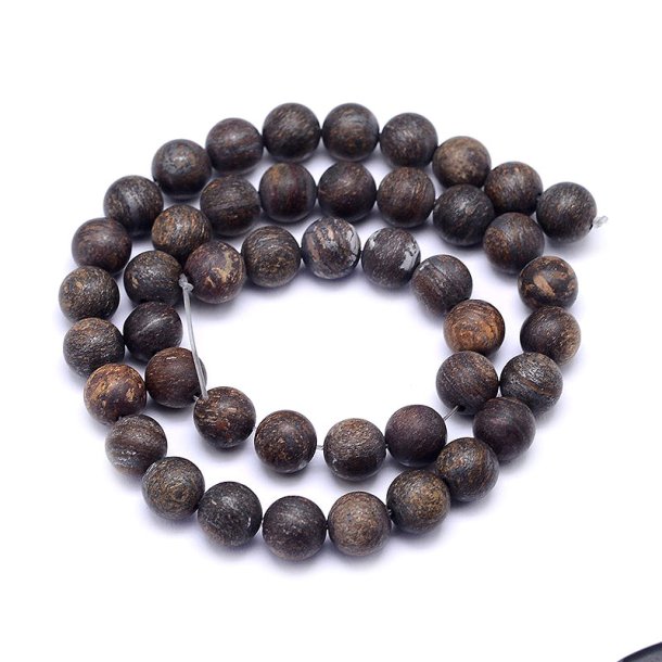 Bronzit, Steinperle, ganzer Strang, dunkel braun mattiert, rund, 8 mm. ca. 49 Stk