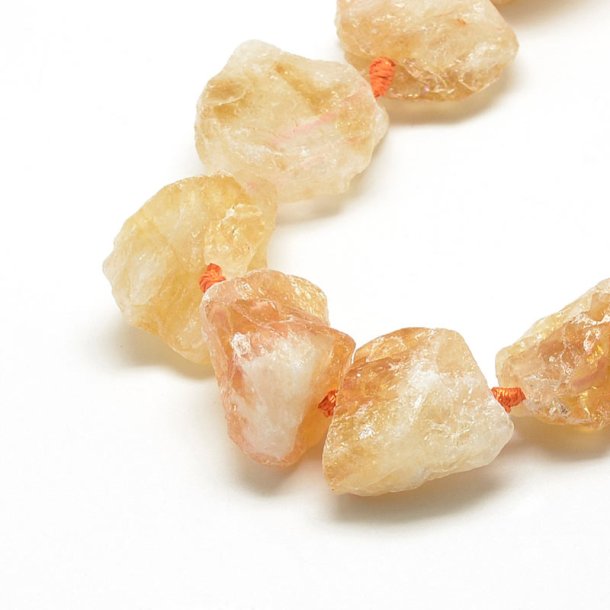 Citrine, raw nugget stone bead, yellow, beads measure appx. 25x25 mm, 4 pcs