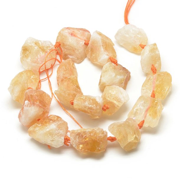 Citrine, raw nugget stone bead, yellow, full strand, beads measure appx. 25x25 mm, appx. 16 pcs