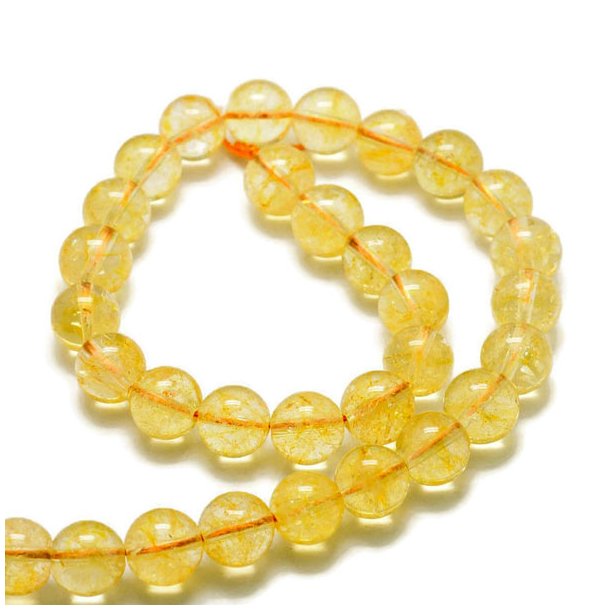 Citrine, dyed, entire strand of beads, clear yellow, round bead, 6mm, 60pcs.