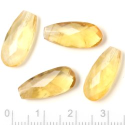 Citrin-Tropfen, lang, flach, angebohrt, facettiert, klar gold gelblich, 18x8x6 mm, 1 Stk.