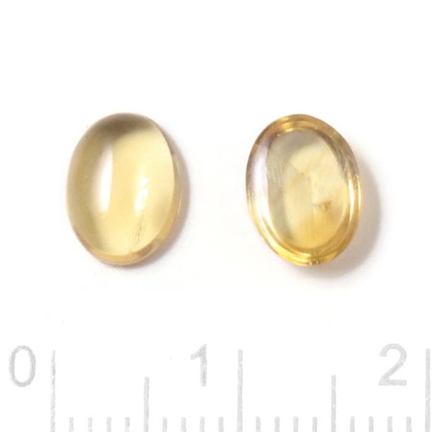 Citrine, cabochon, oval, golden yellow, flat back, 8x6mm, 2pc