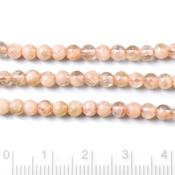 Citrine, genuine, uncoloured, full strand, slightly reddish, round pearl, 3 mm, appx. 125 pcs