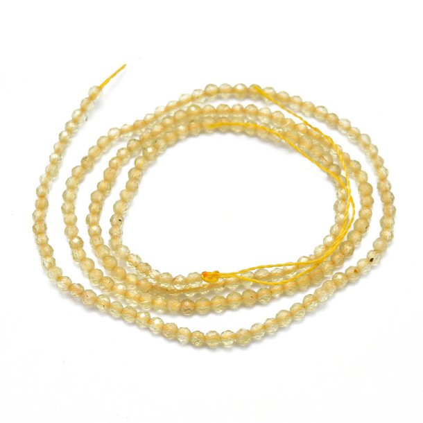 Citrine, natural, entire strand of beads, light golden yellow, faceted bead, 3mm, 110pcs.