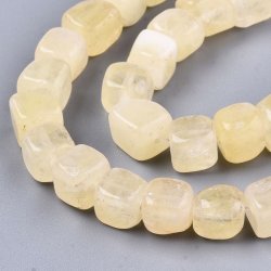 Dolomitperle, gefrbt, ganzer Strang, champagnerfarben, Wrfel, 8x8 mm, 50 Stck