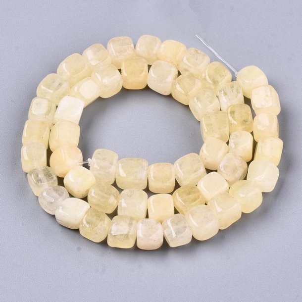 Dolomite bead, dyed, full strand, champagne yellow, cube, 8x8mm, appx. 50 pcs