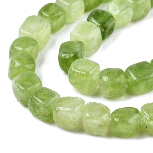 Dolomite bead, dyed, green, cube, 8x8mm, 6 pcs