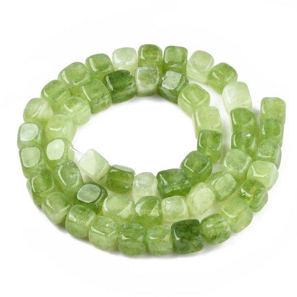 Dolomite bead, dyed, full strand, green, cube, 8x8mm, appx. 50 pcs