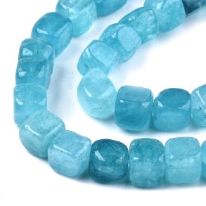 Dolomite bead, dyed, dark turqouise, cube, 8x8mm, 6 pcs