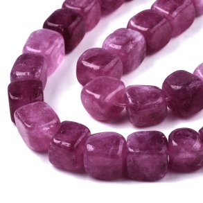 Dolomit perle, farvet, r�dviolet, kube, 8x8mm, 6 stk