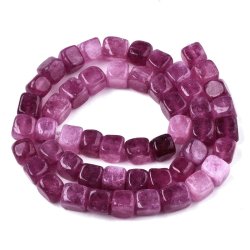 Dolomit perle, farvet, hel streng, r�dviolet, kube, 8x8mm, ca. 50 stk