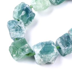 Fluorit, rohe Nugget-Steinperle, trkis-grn, Perlen messen ca. 25x25 mm, 4 Stck