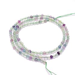 Fluorit, ganzer Strang, runde facettierte Perle, klare und violette T&ouml;ne, 2 mm, ca. 160 Stk.
