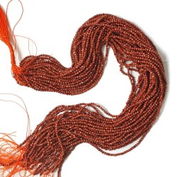 Braun-goldener Sandstein, runde facettierte Perle, 3 mm. ca. 130 Stk.