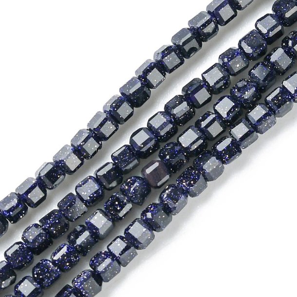 Blue golden sandstone, cubic faceted bead, dark blue shimmering, 2,5x2,5x2,5 mm, appx. 170pcs