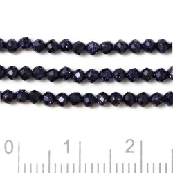 Blau-goldener Sandstein, rund, facettiert, dunkelblau, schimmernd, 2 mm. 170 Stk