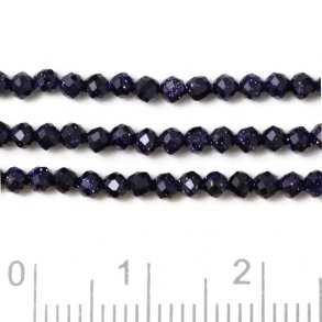 Blue golden sandstone, round faceted bead, dark blue shimmering, 2mm, 170pcs