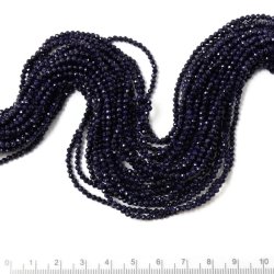 Blau-goldener Sandstein, rund, facettiert, dunkelblau, schimmernd, 2 mm. 170 Stk